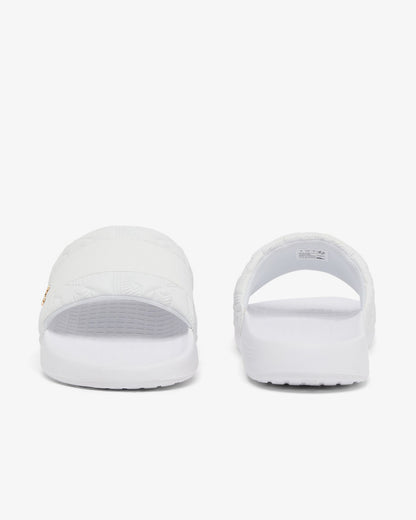 Lacoste Serve Hybrid Monogram Slides - White/White 21G | CHO | Designer Mens Sandals