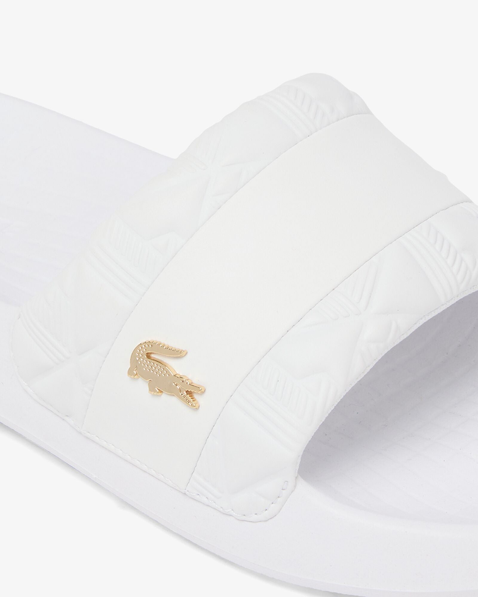 Lacoste Serve Hybrid Monogram Slides - White/White 21G | CHO | Designer Mens Sandals