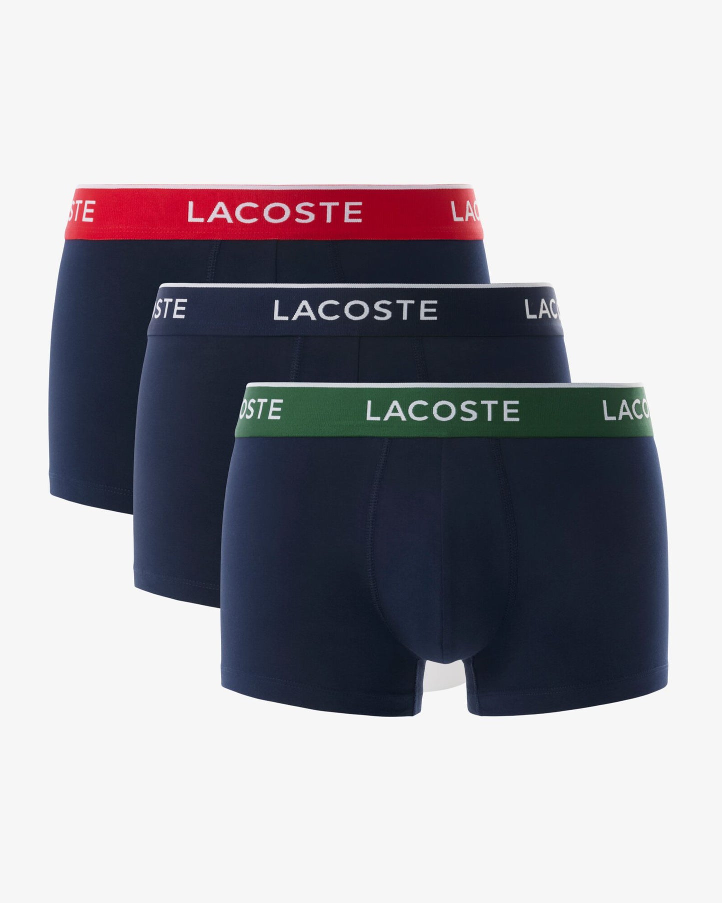 Lacoste 3-Pack Mens Trunks - Navy Blue/Green-Red-Navy HY0 | CHO | Designer Mens Underwear