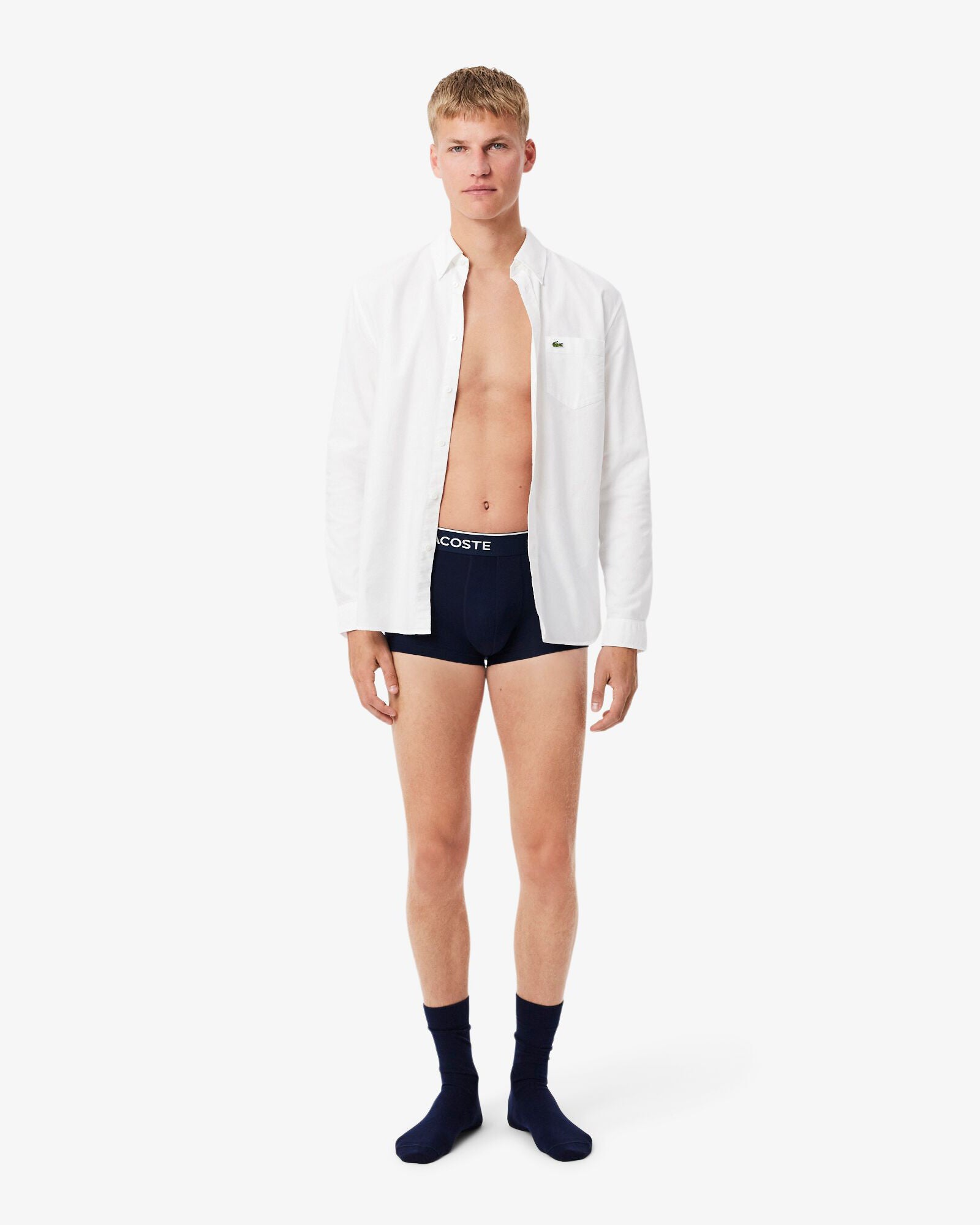 Lacoste 3-Pack Mens Trunks - Navy Blue/Green-Red-Navy HY0 | CHO | Designer Mens Underwear
