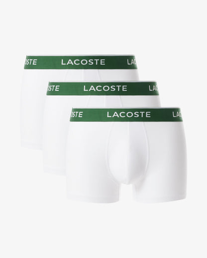 Lacoste 3-Pack of Mens Trunks - White 001 | CHO | Designer Mens Underwear