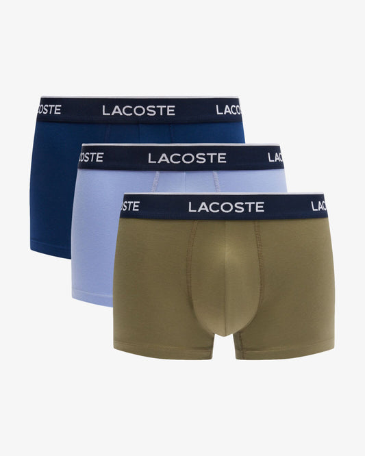 Lacoste 3-Pack of Mens Trunks - Olive/Delphinium-Methylene 93I