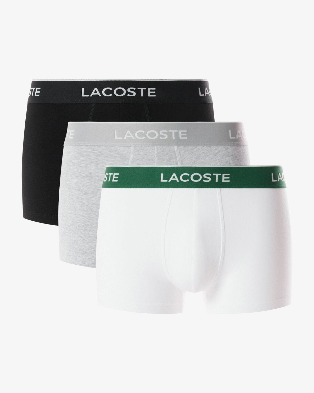 Lacoste 3-Pack of Mens Trunks - Black/White-Silver Chine NUA - CHO - Designer Mens Underwear