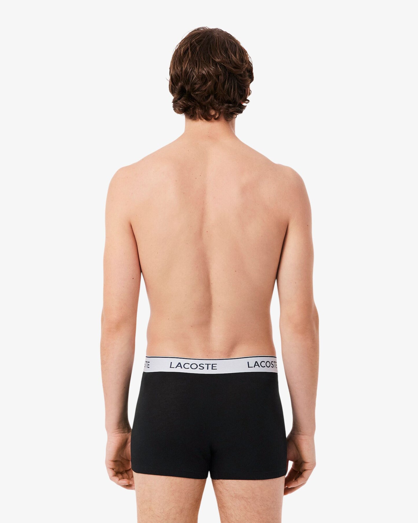 Lacoste 3-Pack Contrast Stripe Stretch Cotton Mens Trunks - Black 031 | CHO | Designer Mens Underwear