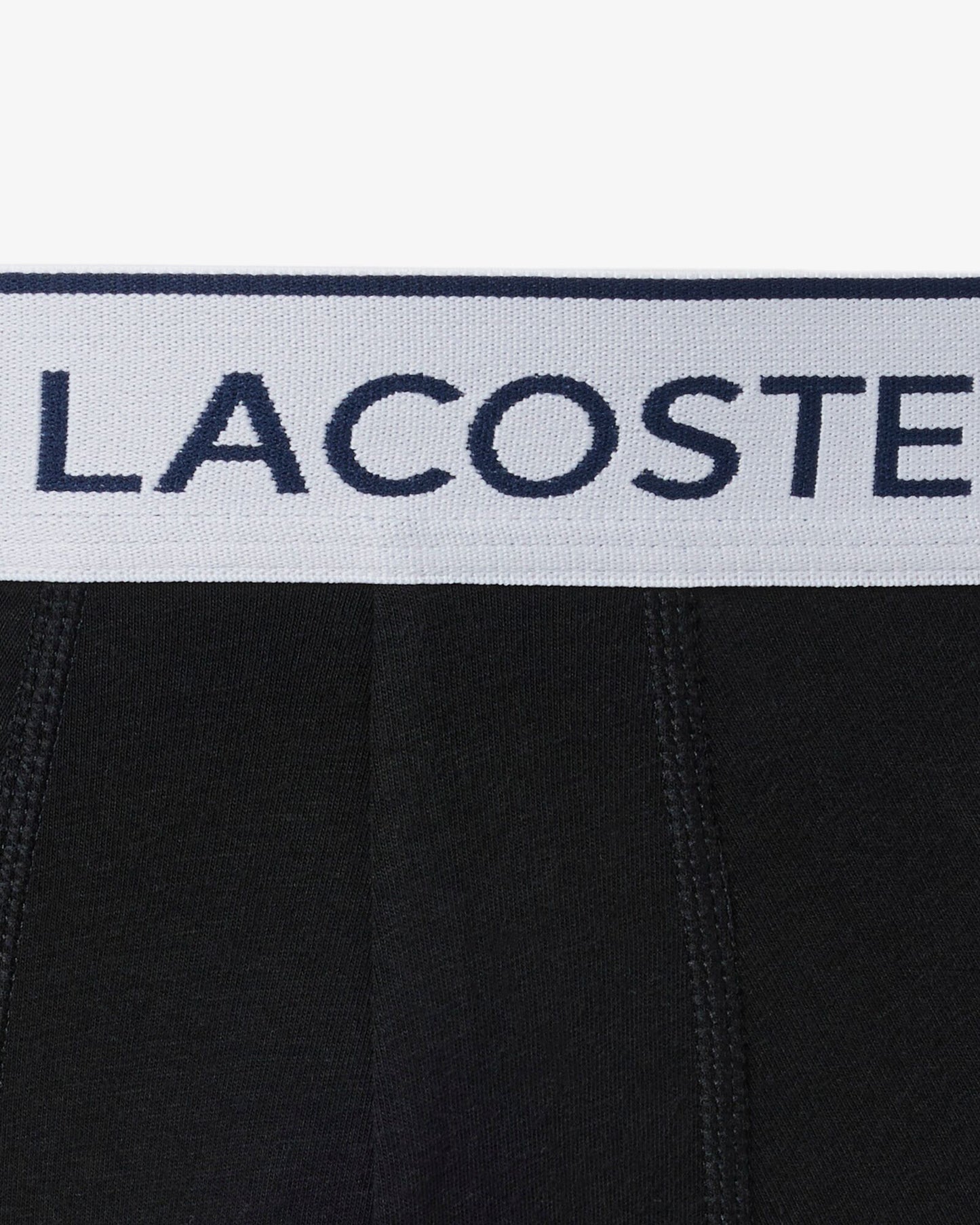 Lacoste 3-Pack Contrast Stripe Stretch Cotton Mens Trunks - Black 031 | CHO | Designer Mens Underwear