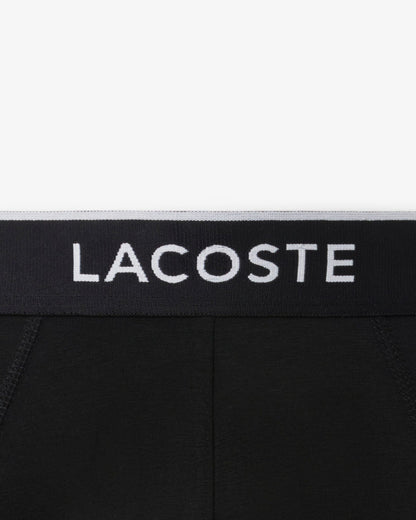 Lacoste 3-Pack Stretch Cotton Mens Briefs - Black/White-Silver Chine NUA