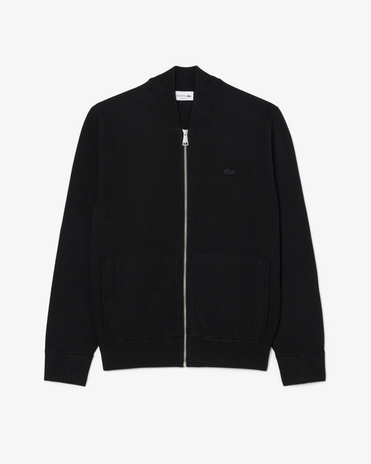 Lacoste Zipped Mens Sweater - Black 031 | CHO | Designer Mens Sweatshirts