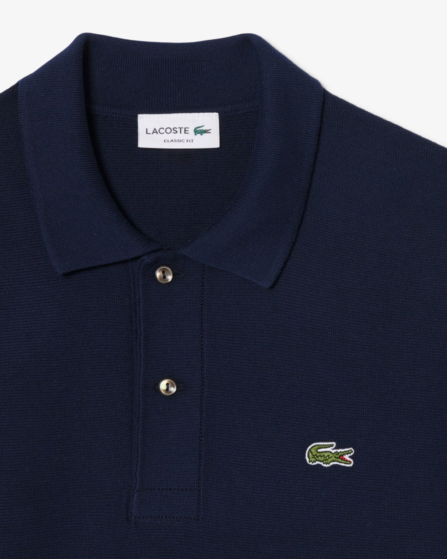 Lacoste Moss Stitch Cotton Polo Collar Mens Sweater - Navy Blue 166 | CHO | Designer Mens Sweatshirts