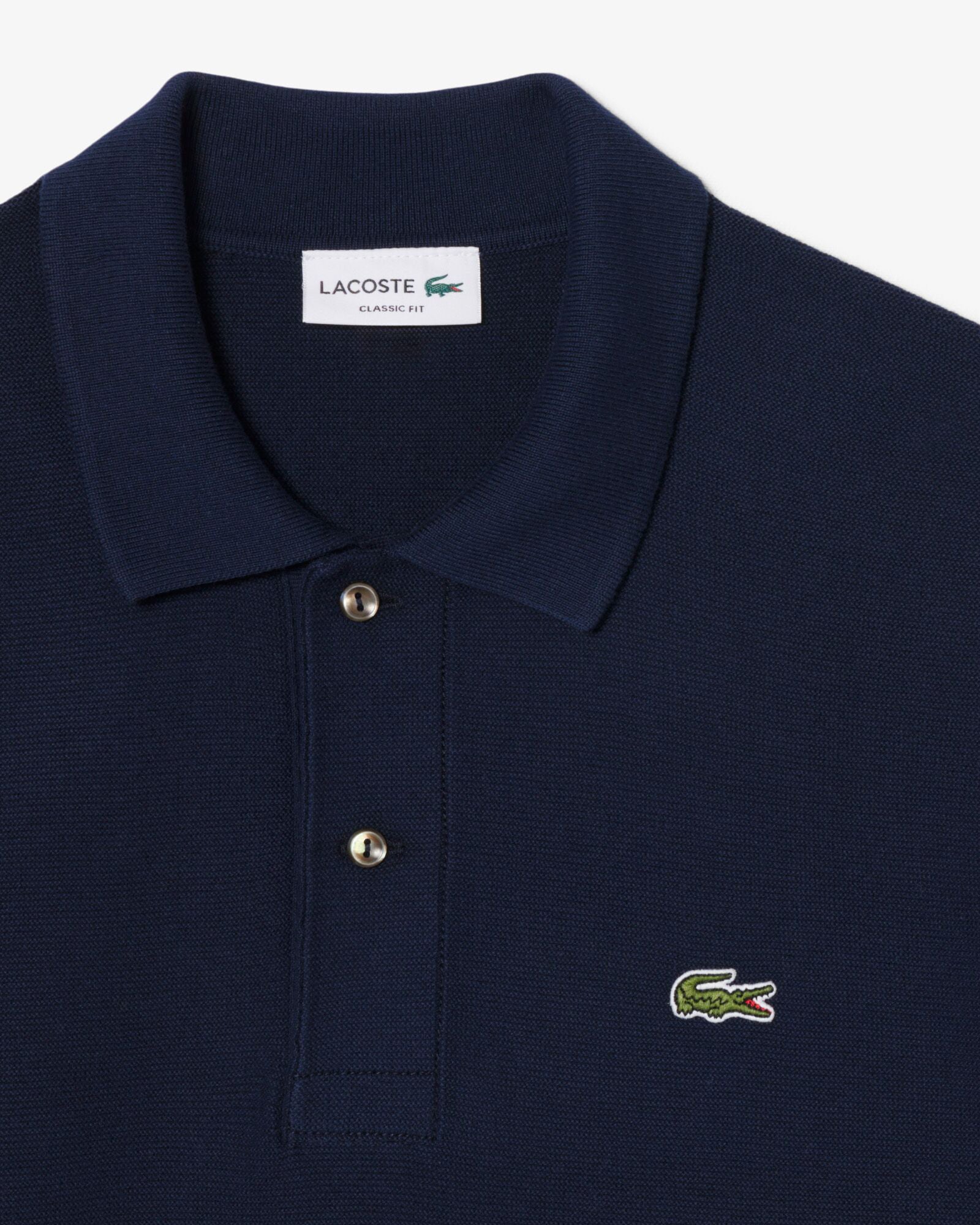 Lacoste Moss Stitch Cotton Polo Collar Mens Sweater - Navy Blue 166 | CHO | Designer Mens Sweatshirts