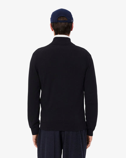 Lacoste High Neck Zipped Cotton Mens Sweater - Black 031