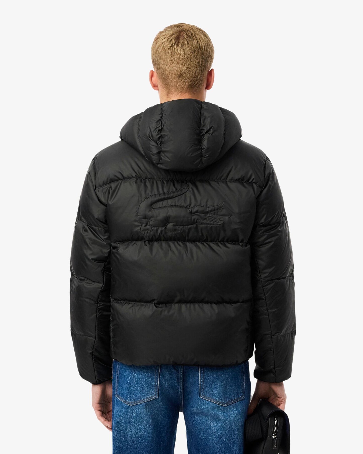 Lacoste Short Water-Repellent Mens Hooded Down Jacket - Black 031