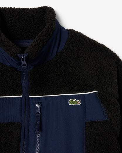 Lacoste Colorblock Fleece Mens Zipped Jacket - Black/Navy Blue DY4