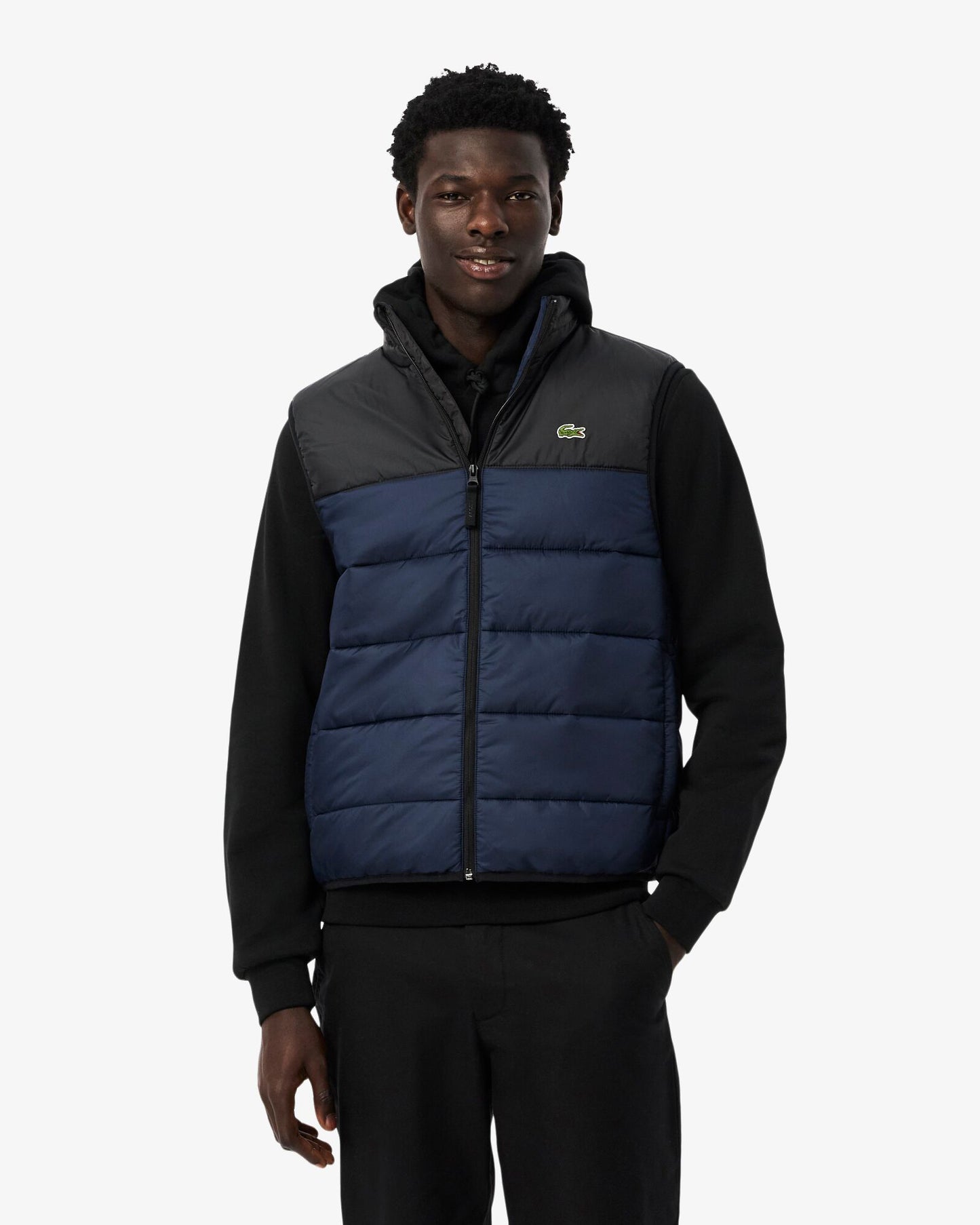 Lacoste Mens Hooded Gilet - Navy Blue/Black JB1