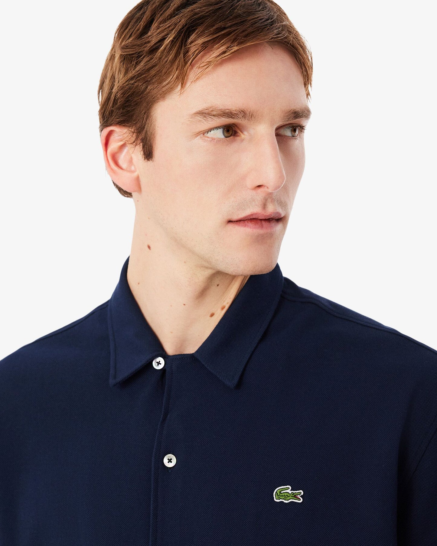 Lacoste Relaxed Fit Short Sleeved Mens Piqué Shirt - Navy Blue 166 | CHO | Designer Mens Short Sleeve Shirts