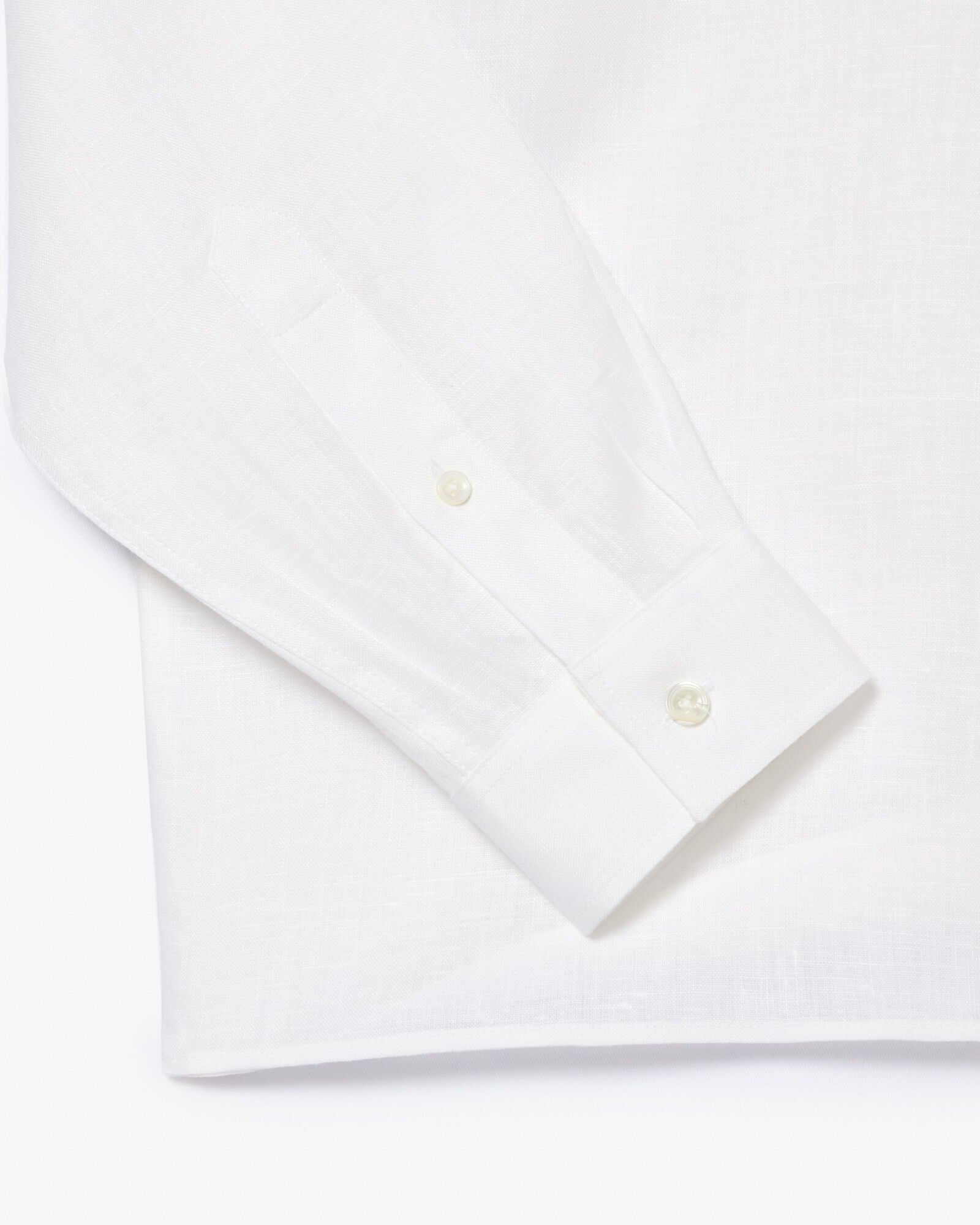 Lacoste Regular Fit Long Sleeve Mens Linen Shirt - White 001 | CHO | Designer Mens Long Sleeve Shirts