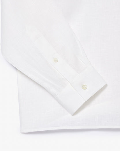 Lacoste Regular Fit Long Sleeve Mens Linen Shirt - White 001 | CHO | Designer Mens Long Sleeve Shirts