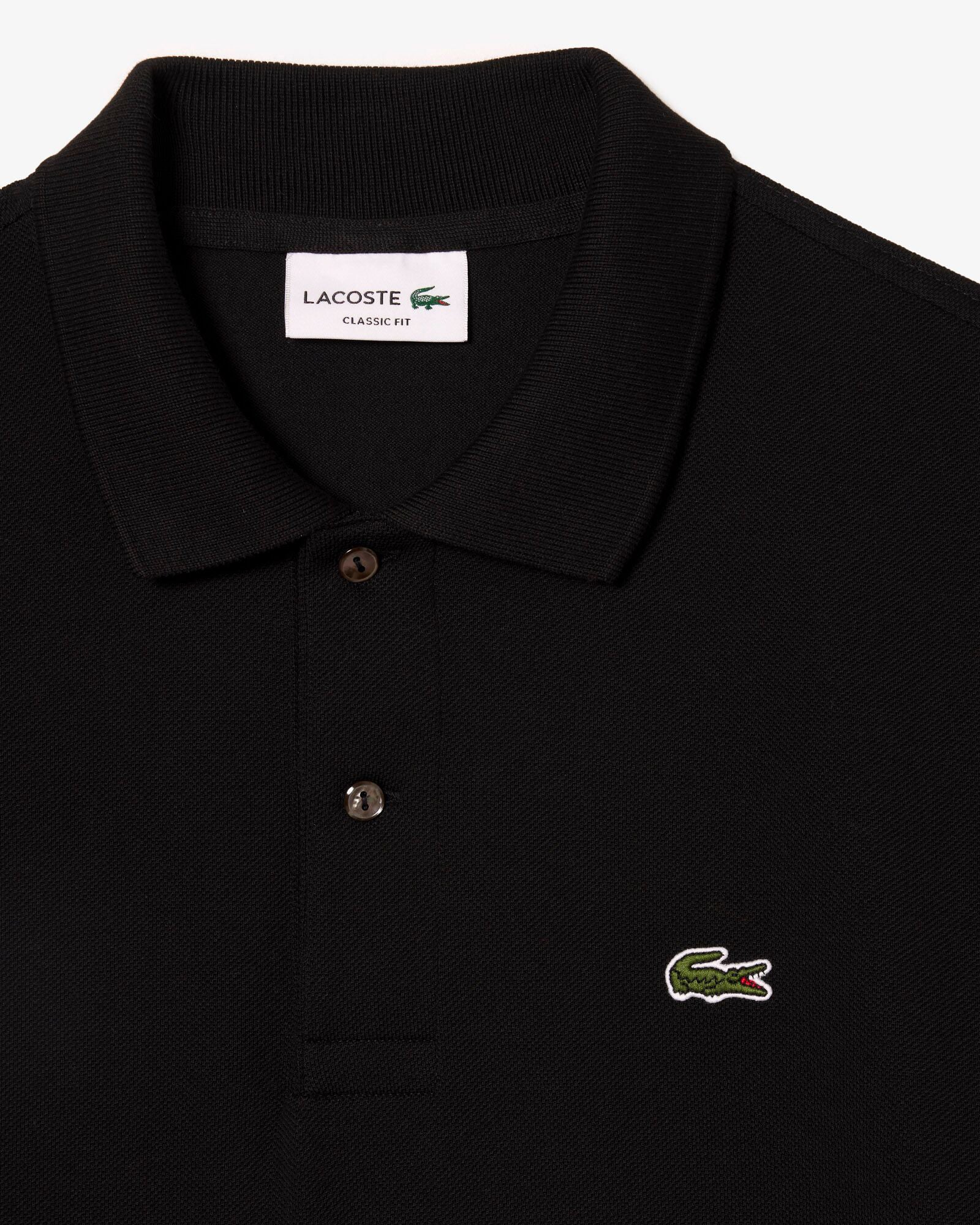 Lacoste Original L.12.12 Mens Long Sleeve Cotton Polo Shirt - Black 031 | CHO | Designer Mens Long Sleeve Polo Shirts