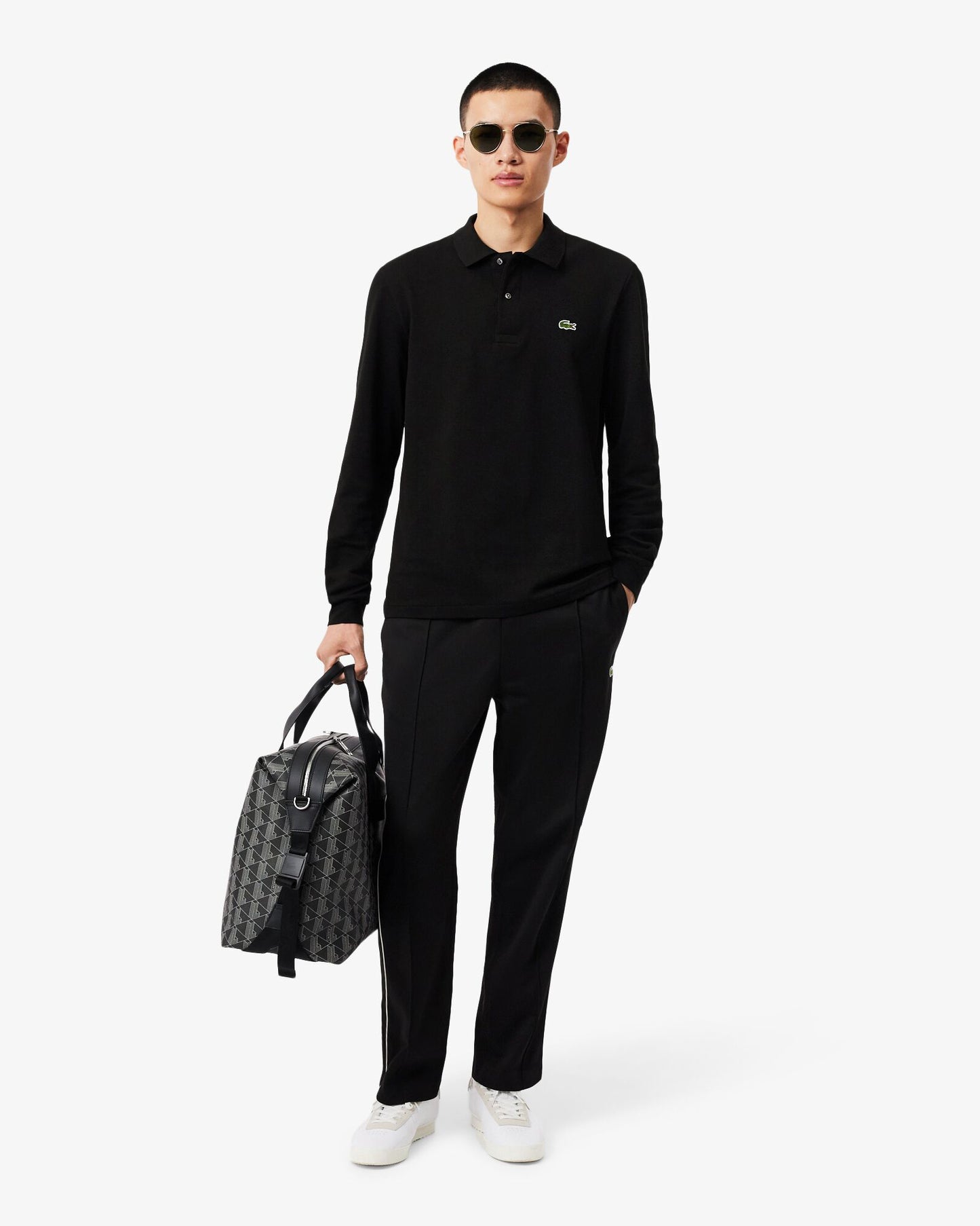 Lacoste Original L.12.12 Mens Long Sleeve Cotton Polo Shirt - Black 031 | CHO | Designer Mens Long Sleeve Polo Shirts