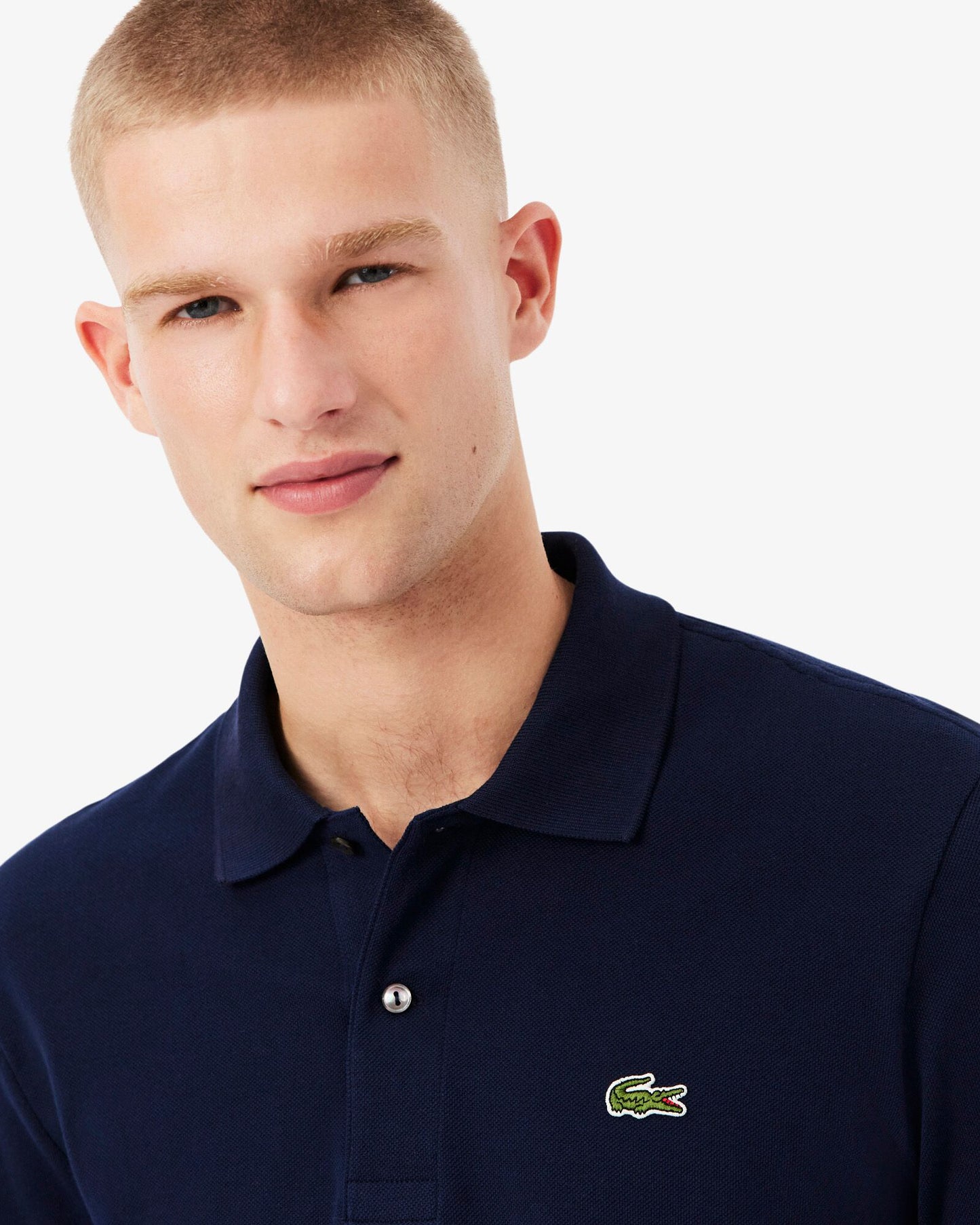 Lacoste Original L.12.12 Mens Long Sleeve Cotton Polo Shirt - Navy Blue 166 | CHO | Designer Mens Long Sleeve Polo Shirts