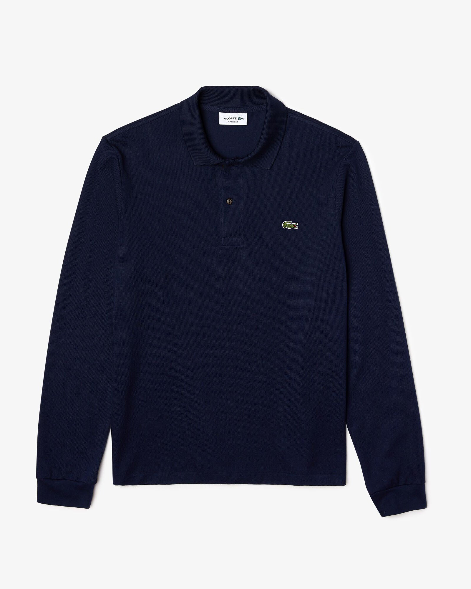Lacoste Original L.12.12 Mens Long Sleeve Cotton Polo Shirt - Navy Blue 166 | CHO | Designer Mens Long Sleeve Polo Shirts
