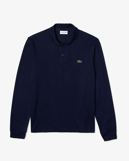 Lacoste Original L.12.12 Mens Long Sleeve Cotton Polo Shirt - Navy Blue 166 | CHO | Designer Mens Long Sleeve Polo Shirts