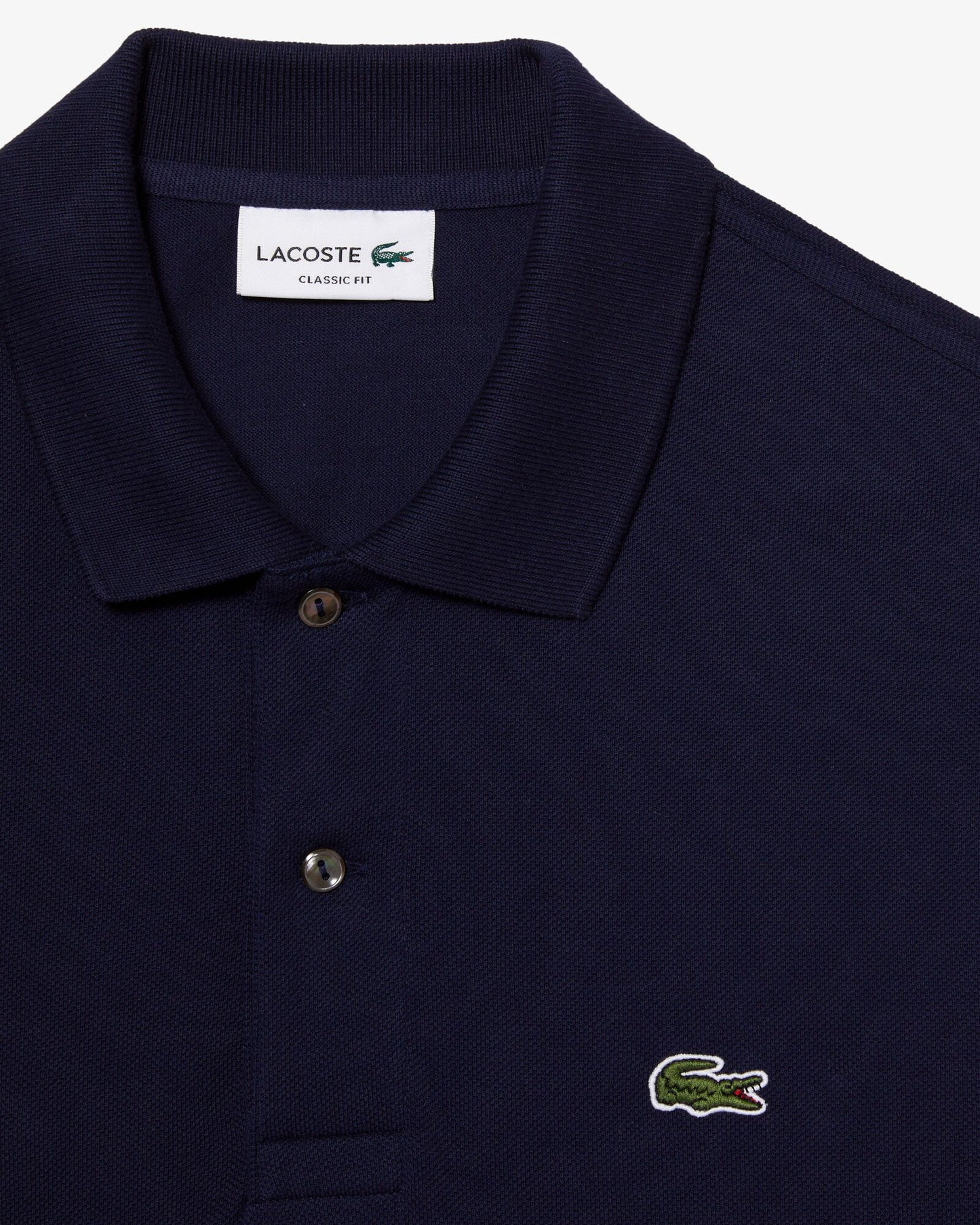 Lacoste Original L.12.12 Mens Long Sleeve Cotton Polo Shirt - Navy Blue 166 | CHO | Designer Mens Long Sleeve Polo Shirts