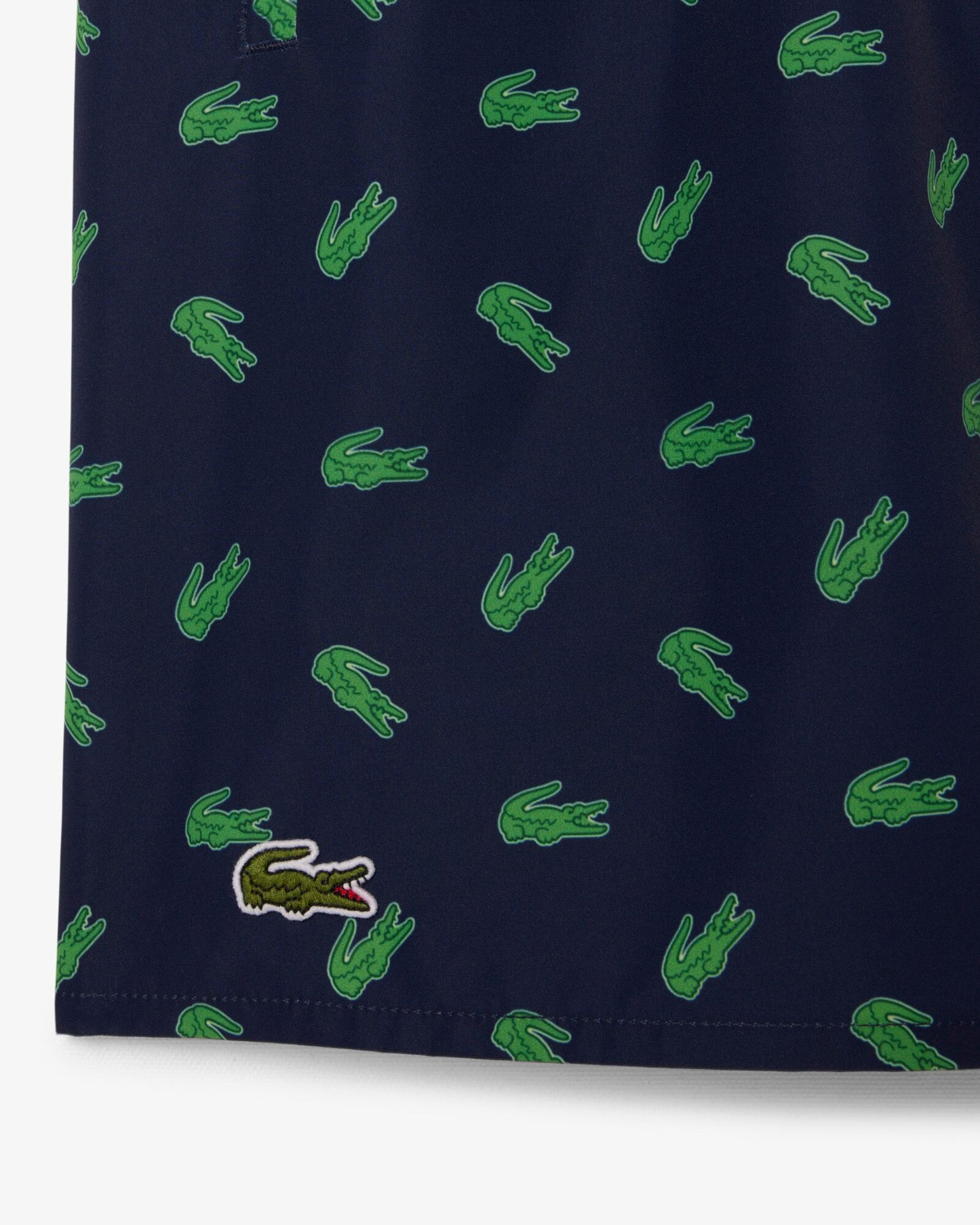 Lacoste Mid Length Crocodile Print Mens Swim Trunks - Navy Blue 166 | CHO | Designer Mens Swim Shorts