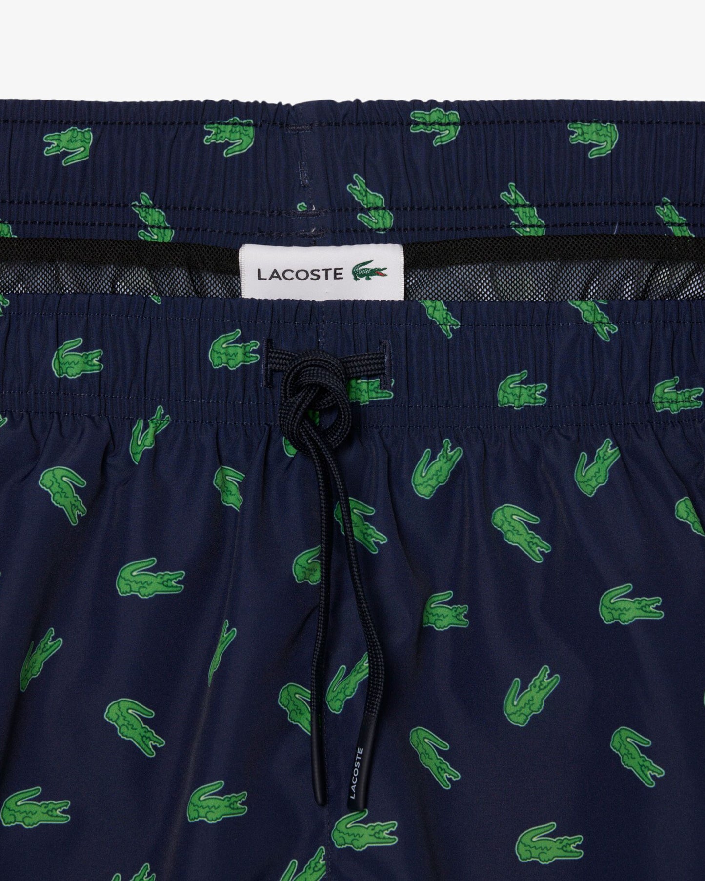 Lacoste Mid Length Crocodile Print Mens Swim Trunks - Navy Blue 166 | CHO | Designer Mens Swim Shorts