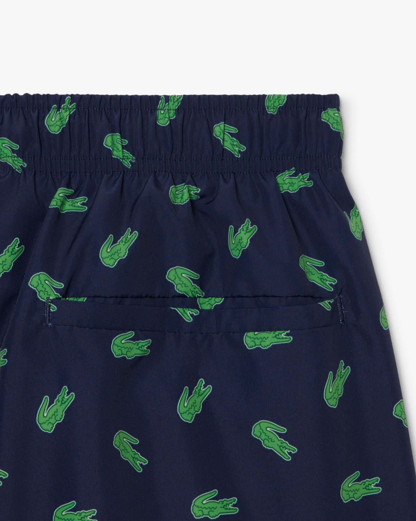 Lacoste Mid Length Crocodile Print Mens Swim Trunks - Navy Blue 166 | CHO | Designer Mens Swim Shorts