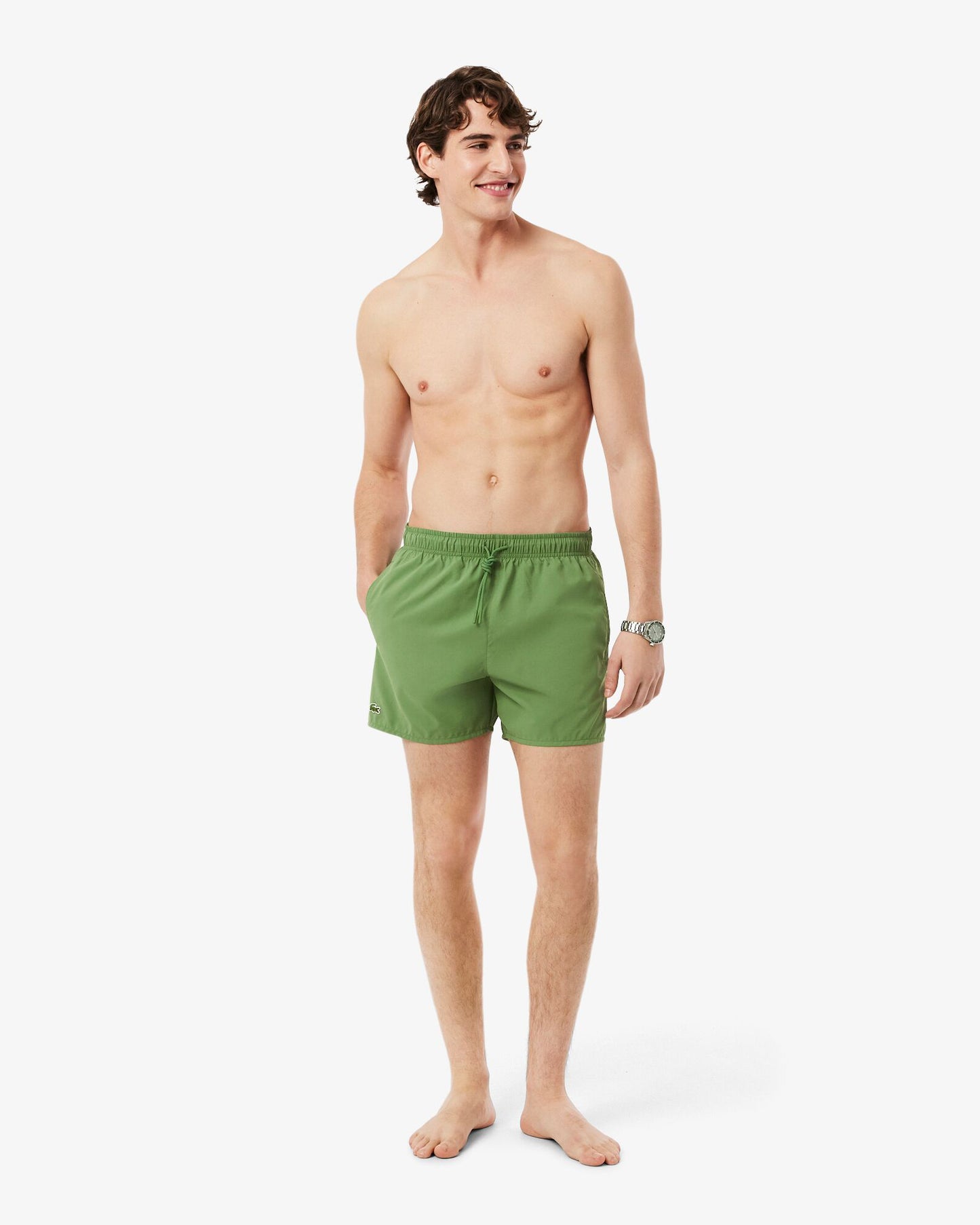 Lacoste Mens Light Quick-Dry Swim Shorts - Lamb's Lettuce/Green 37I | CHO | Designer Mens Swim Shorts