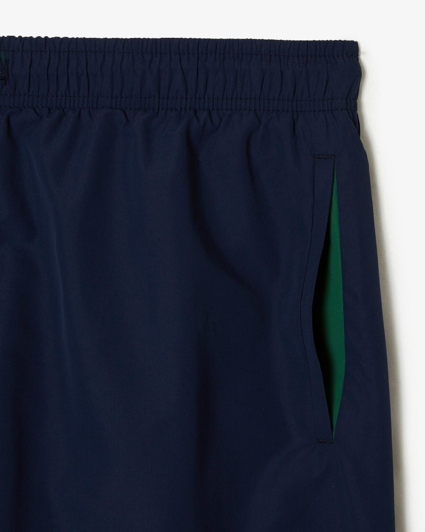 Lacoste Mens Light Quick-Dry Swim Shorts - Navy Blue/Green 802 | CHO | Designer Mens Shorts