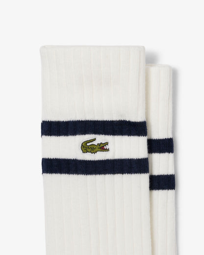 Lacoste Ribbed Mens Socks - Navy Blue/Flour HHW | CHO | Designer Mens Socks