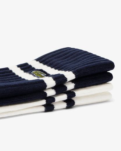 Lacoste Ribbed Mens Socks - Navy Blue/Flour HHW | CHO | Designer Mens Socks