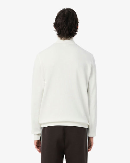 Lacoste Mens Zippered Stand-Up Collar Cotton Sweatshirt - Flour 70V