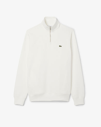 Lacoste Mens Zippered Stand-Up Collar Cotton Sweatshirt - Flour 70V