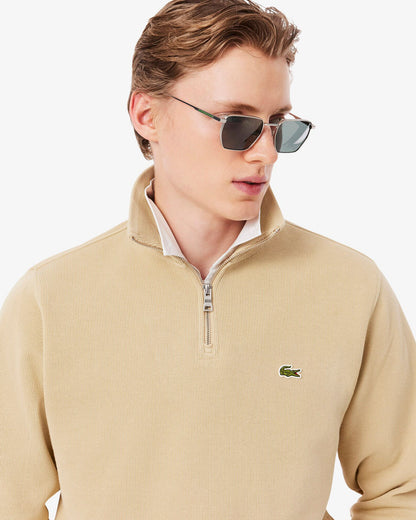 Lacoste Zippered Stand-Up Collar Cotton Sweatshirt - Millet 8XF