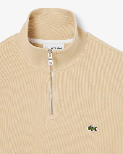 Lacoste Zippered Stand-Up Collar Cotton Sweatshirt - Millet 8XF