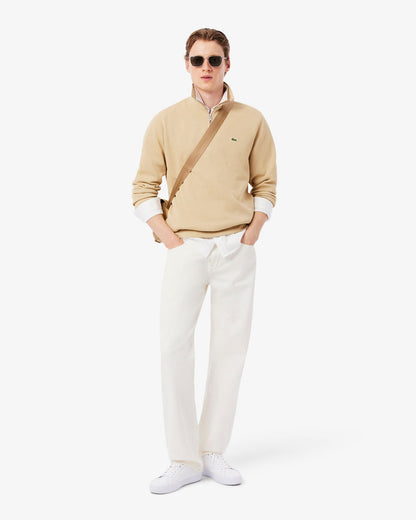 Lacoste Zippered Stand-Up Collar Cotton Sweatshirt - Millet 8XF