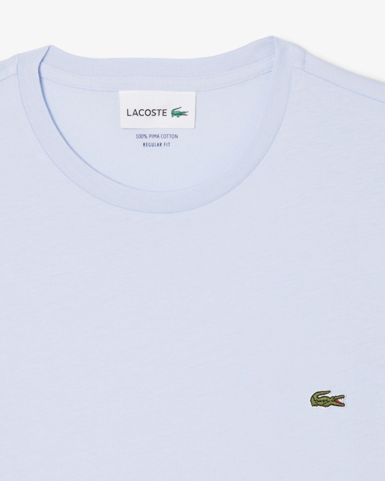 Lacoste Mens Crew Neck Pima Cotton Jersey T-Shirt - Phoenix Blue J2G - Flat lay detail