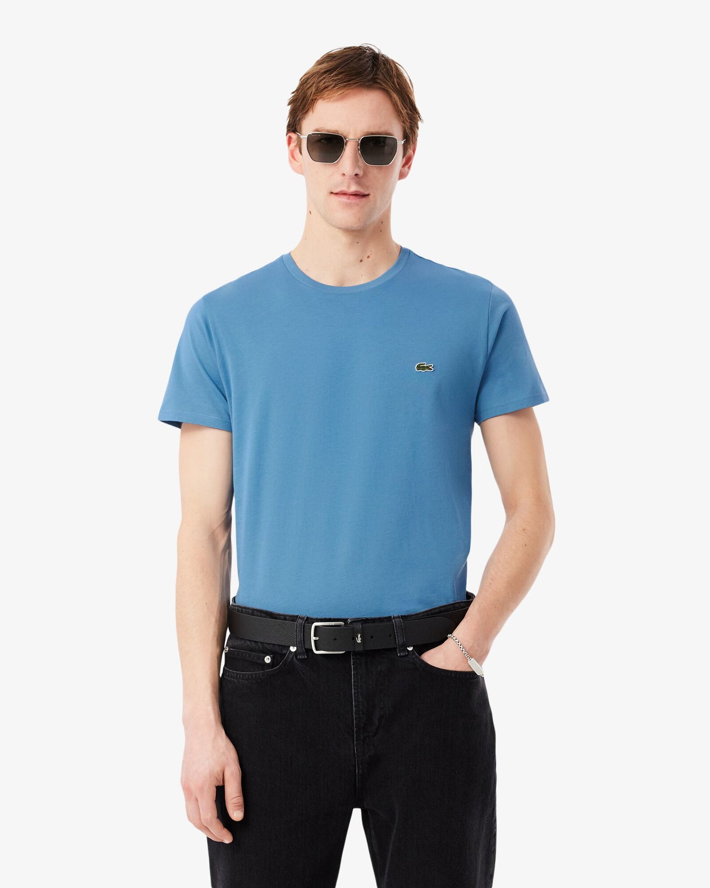 Lacoste Mens Crew Neck Pima Cotton Jersey T-Shirt - Abyss Blue JBK | CHO | Designer Mens Short Sleeve T-Shirts & Tops