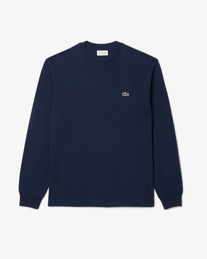 Lacoste Long Sleeved Cotton Mens T-Shirt - Navy Blue 166