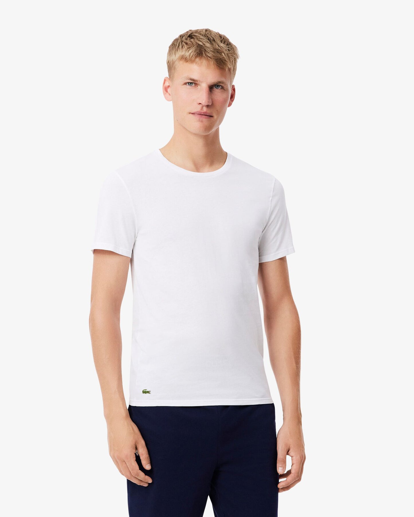 Lacoste Mens 3-Pack Plain Mens T-Shirts - White 001