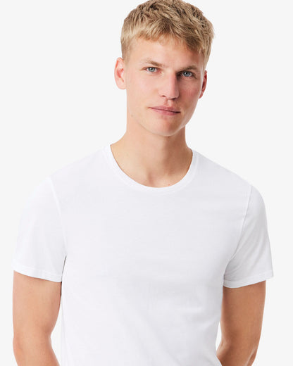 Lacoste Mens 3-Pack Plain Mens T-Shirts - White 001