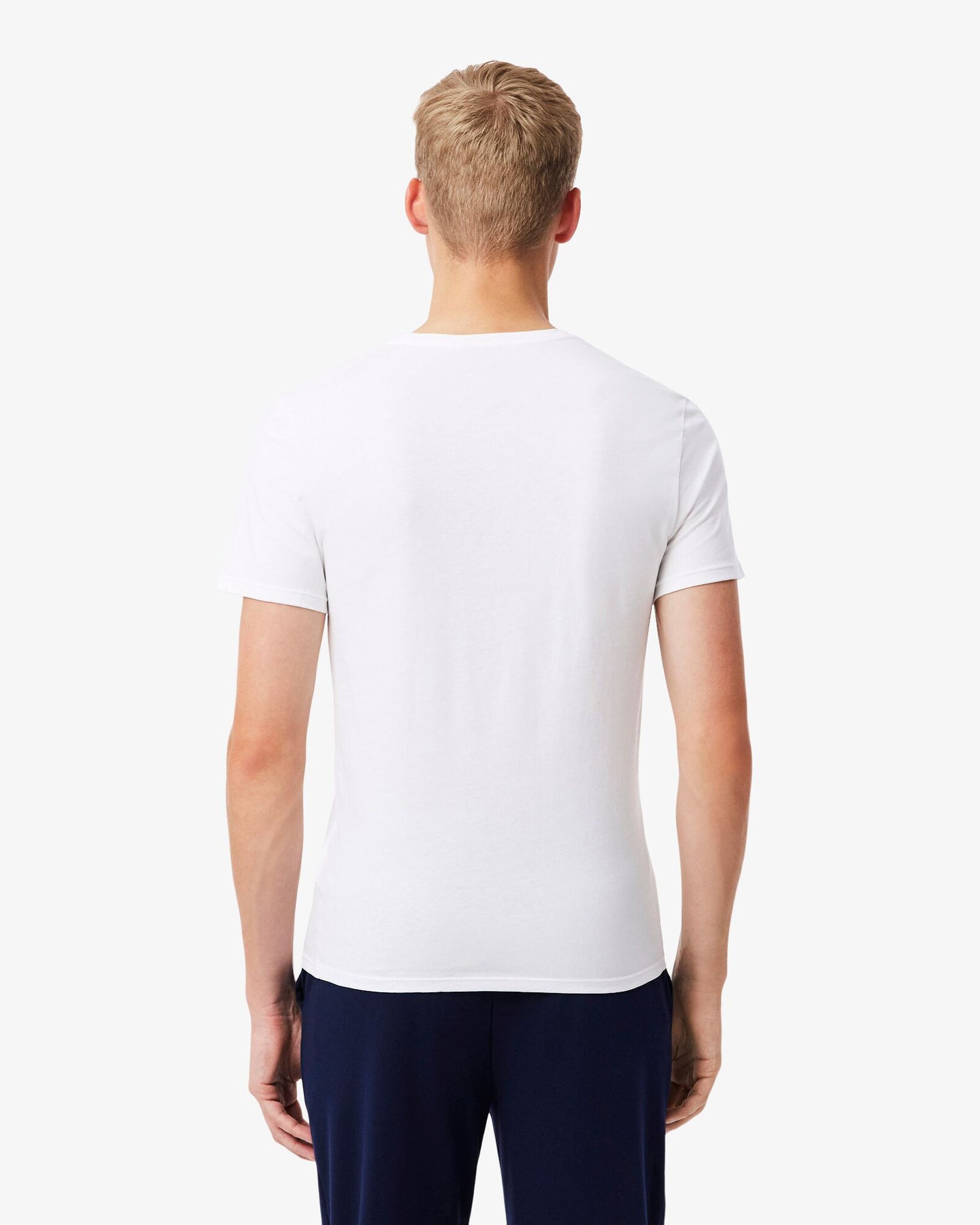 Lacoste Mens 3-Pack Plain Mens T-Shirts - White 001