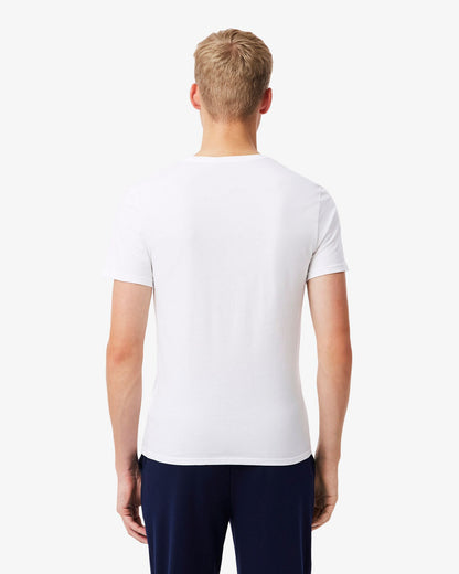 Lacoste Mens 3-Pack Plain Mens T-Shirts - White 001