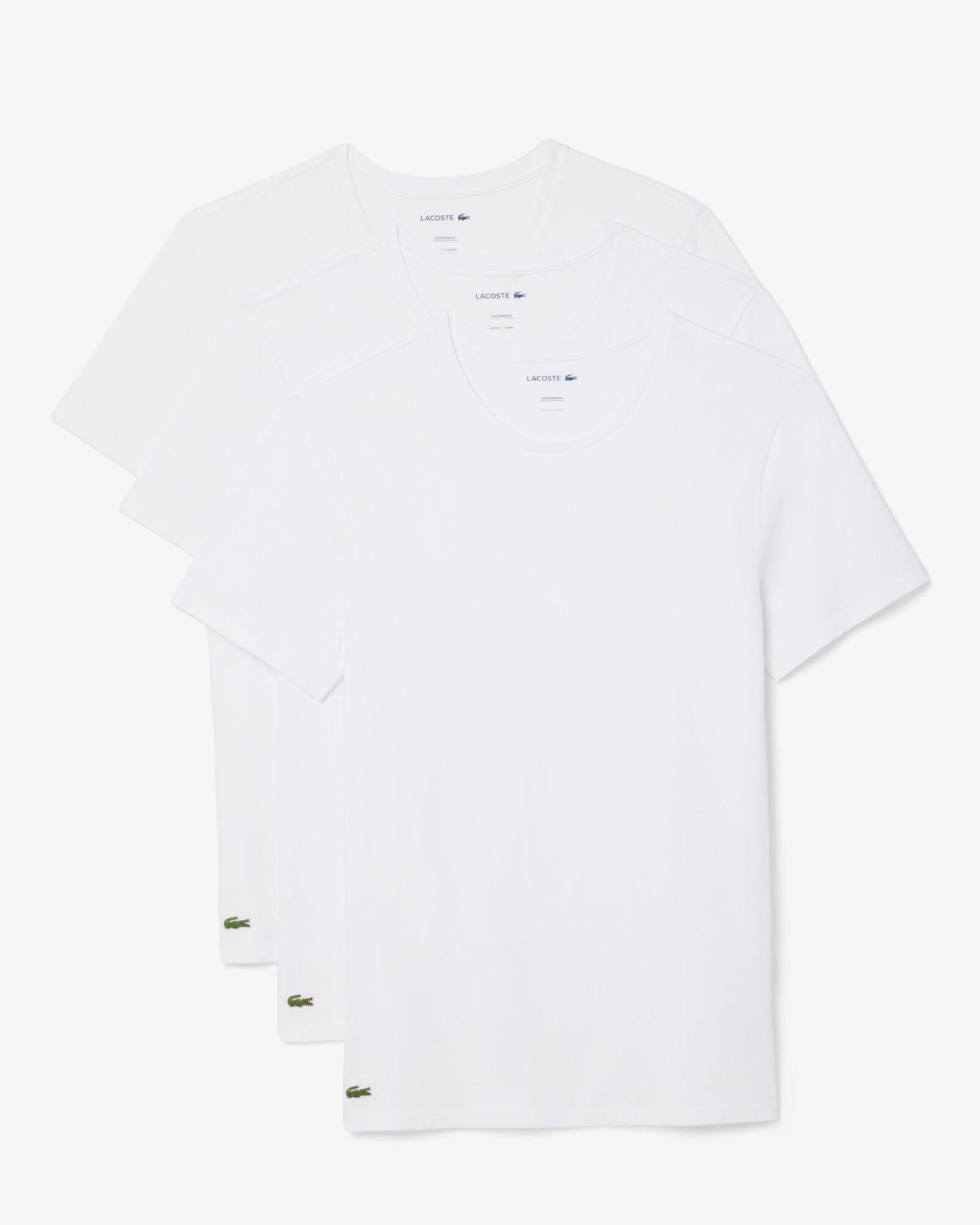 Lacoste Mens 3-Pack Plain Mens T-Shirts - White 001
