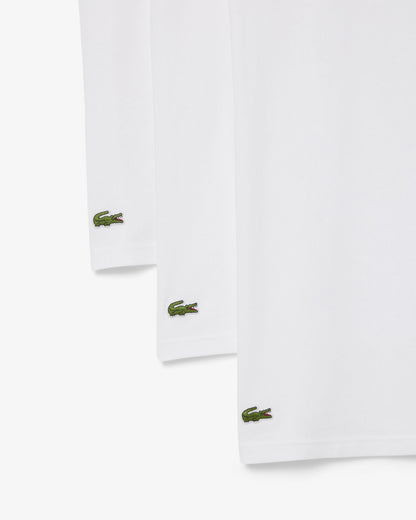 Lacoste Mens 3-Pack Plain Mens T-Shirts - White 001