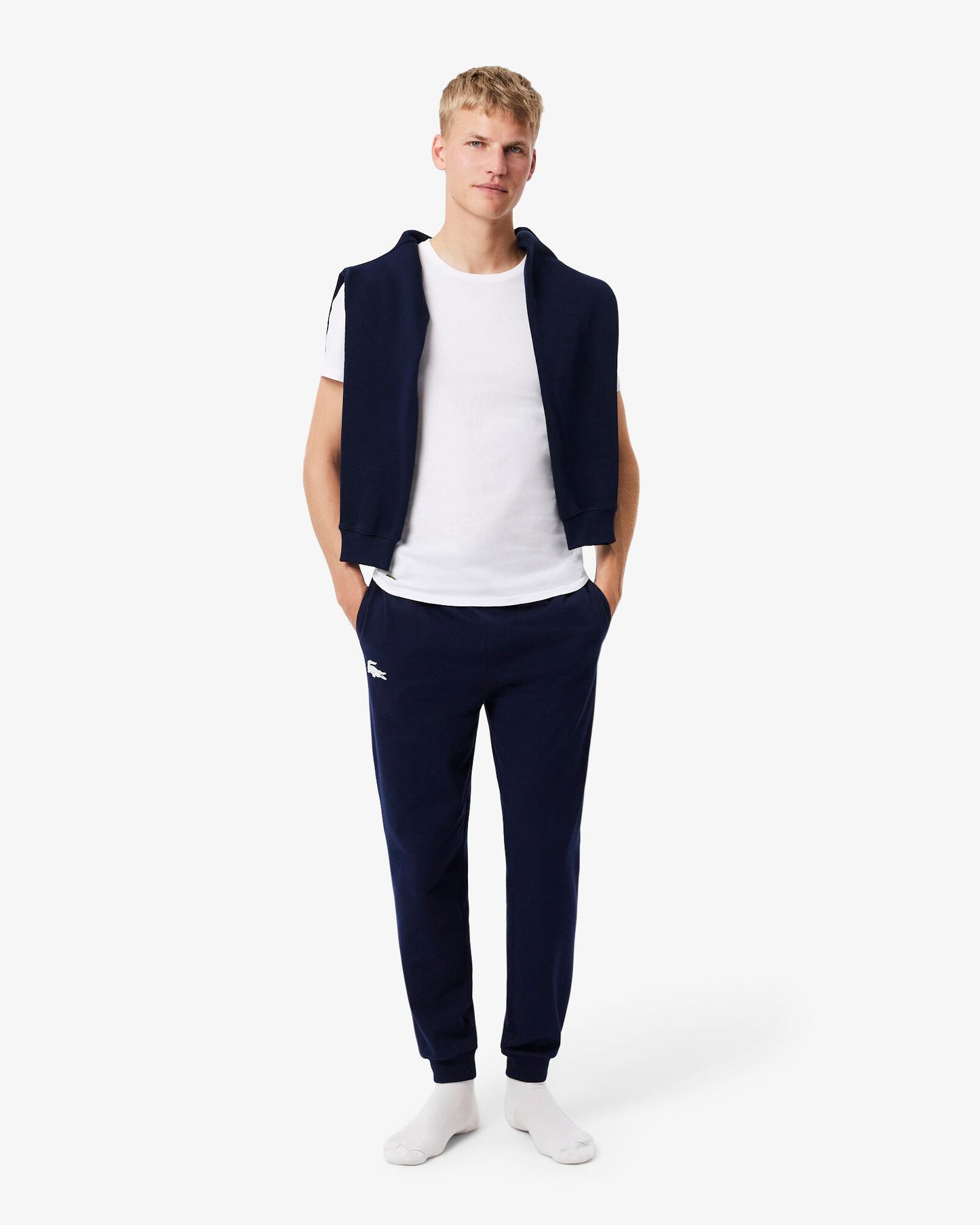 Lacoste Mens 3-Pack Plain Mens T-Shirts - White 001