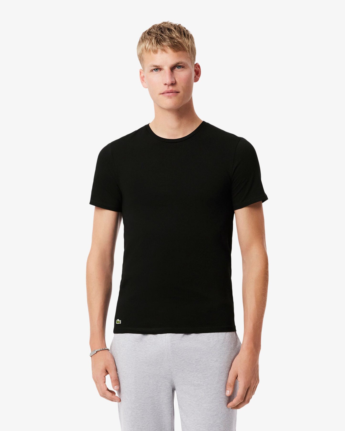 Lacoste Mens 3-Pack Plain Mens T-Shirts - Black 031