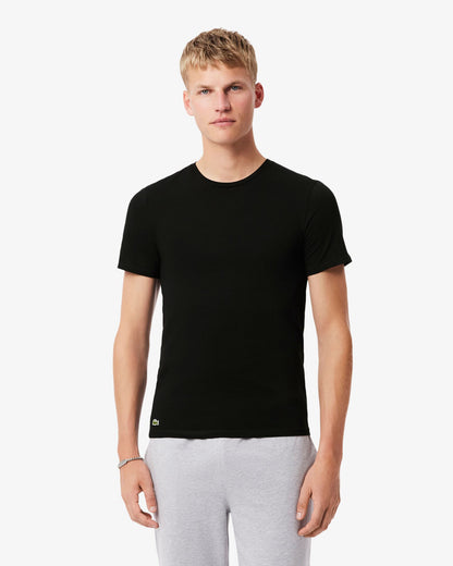 Lacoste Mens 3-Pack Plain Mens T-Shirts - Black 031